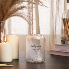 Load image into Gallery viewer, Remembrance feather glass tea light holder - fathers appear
