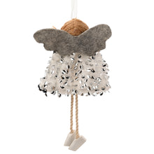 Load image into Gallery viewer, Angel hanging decoration - Flora - silver sequin
