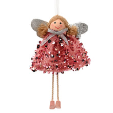 Load image into Gallery viewer, Angel hanging decoration - Celine - raspberry sequin
