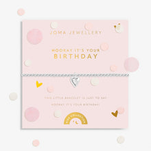 Load image into Gallery viewer, Silver plated girl&#39;s bracelet - hooray it&#39;s your birthday
