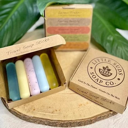 Coloured soap sticks in brown craft box