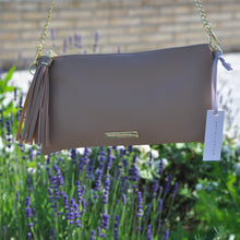 Load image into Gallery viewer, Katie Loxton- Pebbled cross body bag with fringes in Taupe
