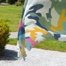 Load image into Gallery viewer, Recycled khaki mix oversize camo print scarf by Pom
