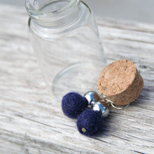 Load image into Gallery viewer, GIST Jewellery - Navy wool drop ball earrings
