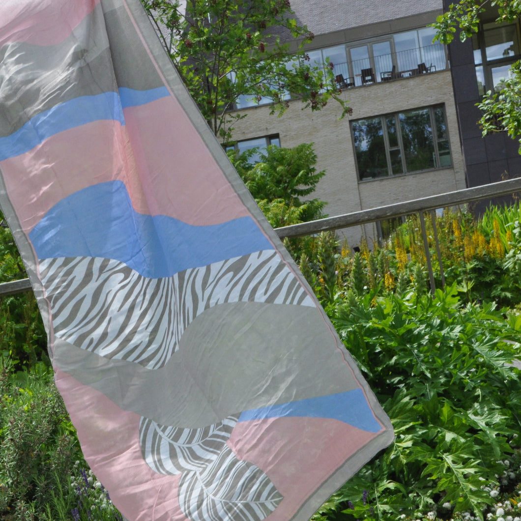 Grey, Pink, Blue and Zebra Scarf by Peace of Mind