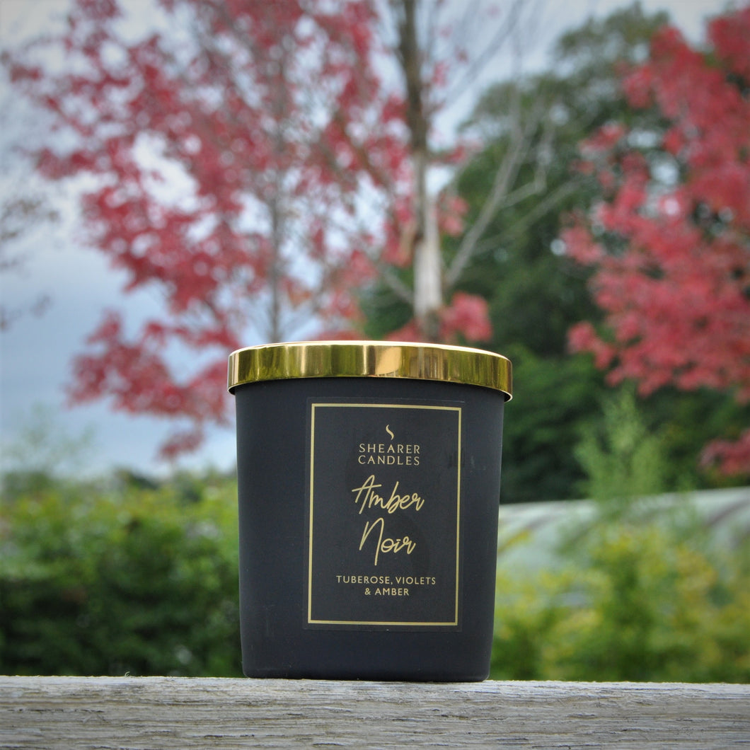 Shearer Candles- Amber Noir Jar Candle with Gold Lid