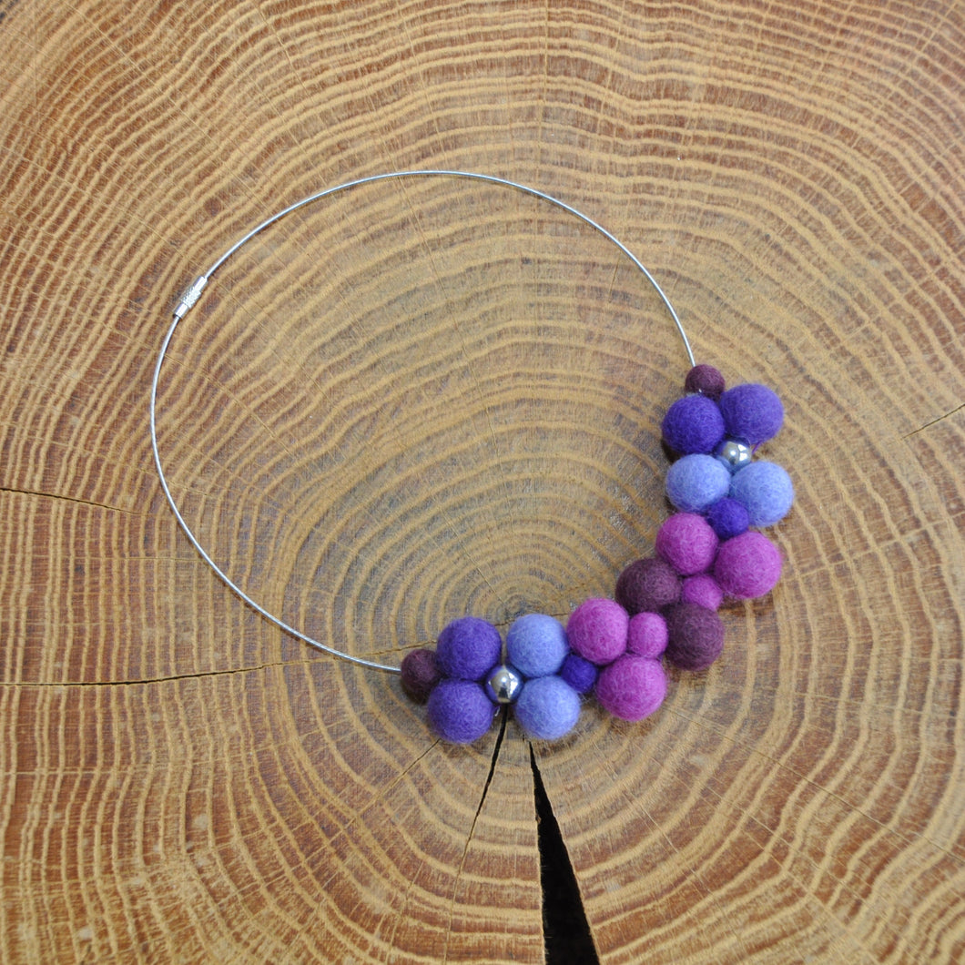 GIST Jewellery-  purple felt ball necklace