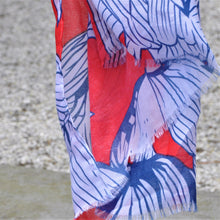 Load image into Gallery viewer, Red, Blue and White Floral Patterned Scarf by POM
