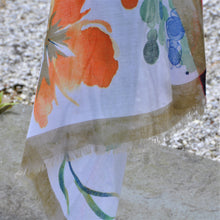 Load image into Gallery viewer, Sage green watercolour floral print scarf
