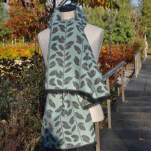 Load image into Gallery viewer, Red Cuckoo Pale Jade and Grey reversible Scarf
