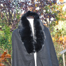 Load image into Gallery viewer, Strathurie 100% Lambswool and Faux Fur Cape- BLACK

